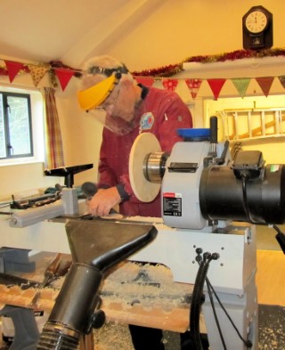 Chris turning bowls on the big lathe